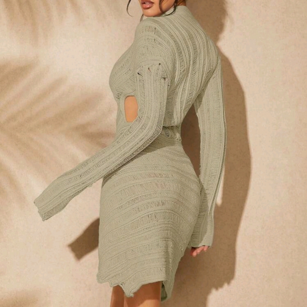 Girls Dont Cry Women Solid Color Knit Dress - Picture 2 of 6